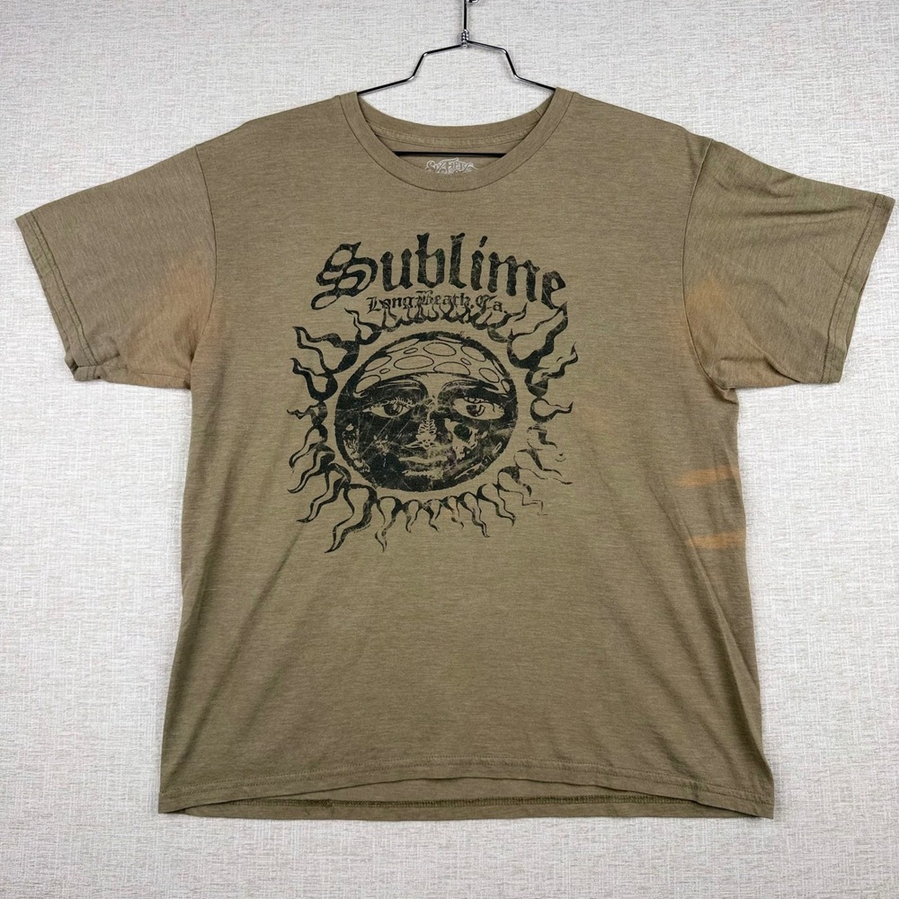 Sublime Six Fifty One Graphic T-Shirt Mens Large Long Beach Sun Logo Brown Olive